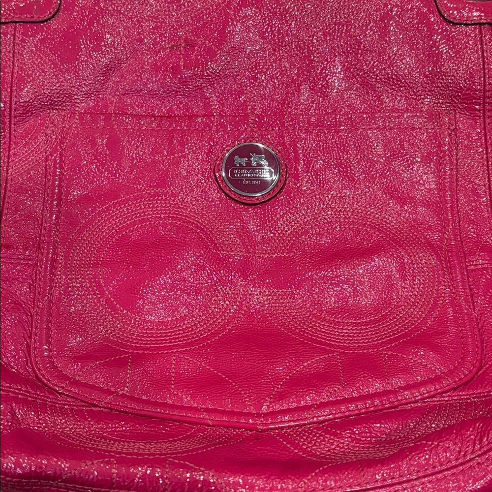 Coach Alex Raspberry Patent Leather Bag - Picture 8 of 13